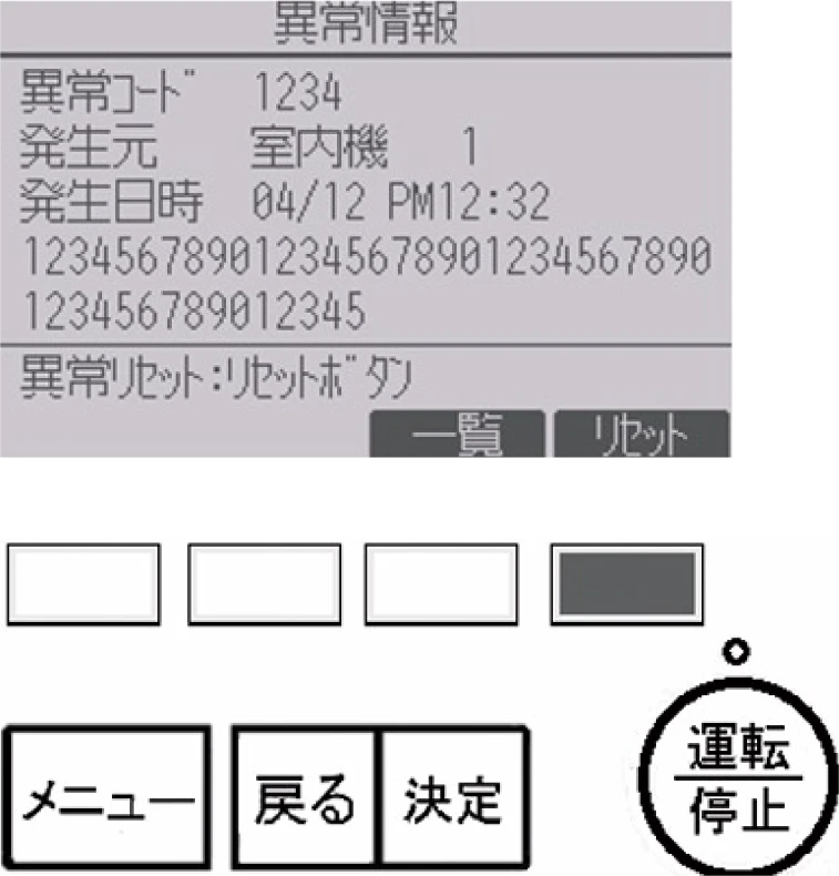 リモコンに表示されている異常を解除（リセット）