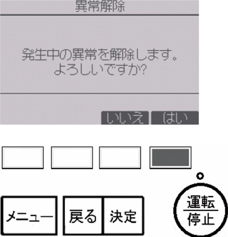 リモコンに表示されている異常を解除（リセット）